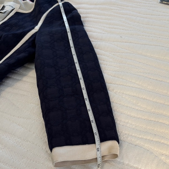 Banana Republic Navy Textured with Ivory Ribbon Trim Jacket Zip Closure EUC sz 2 - Picture 7 of 9